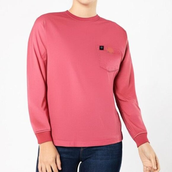 Simply Southern Women's Preppy & Classy Long Sleeve Pullover Tee Pink Size Small - Picture 1 of 13